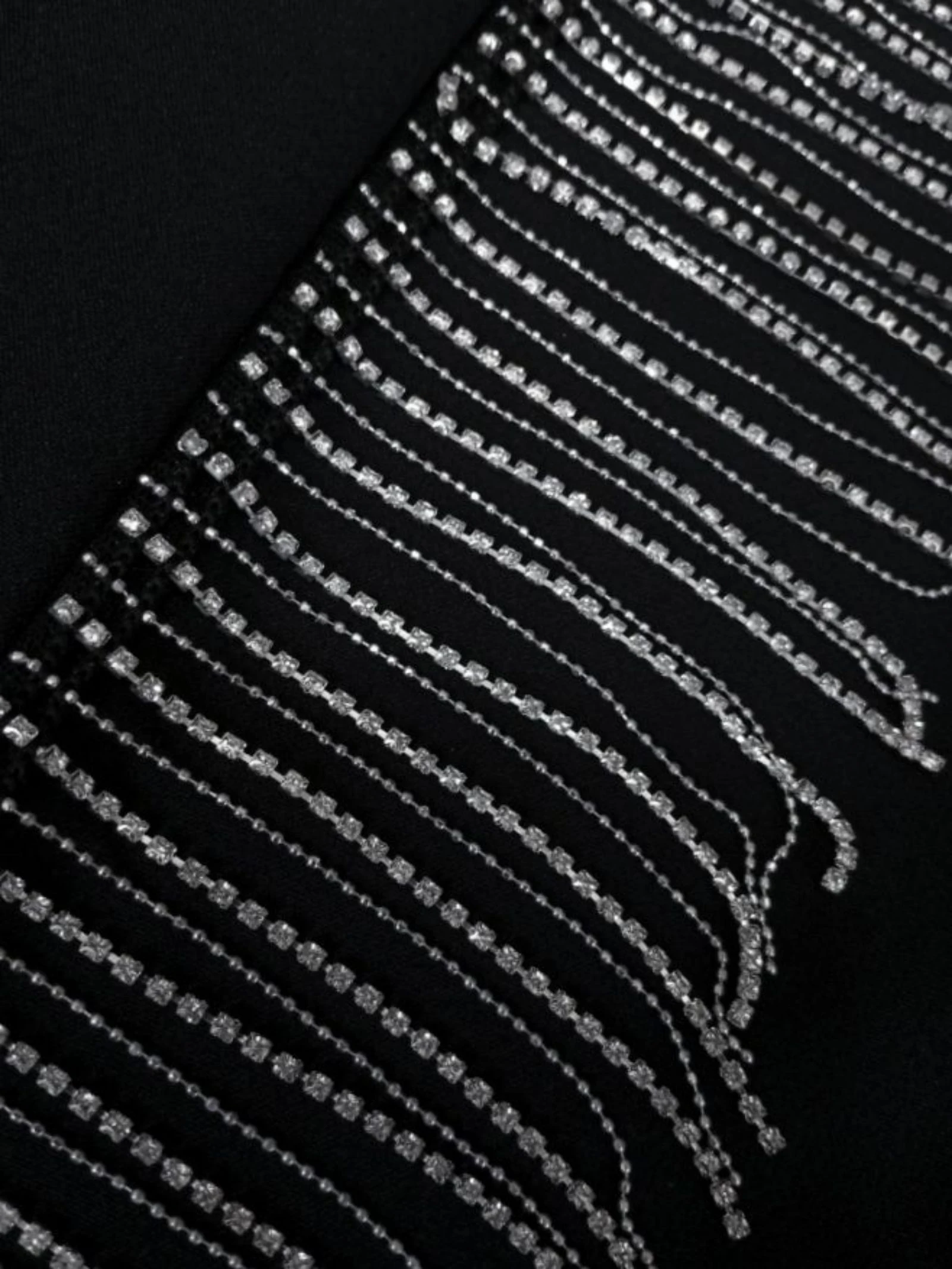 Zara zwarte mini-rok met strass-kristallen kwasten Jewel asymmetrische clubwear-rok – photo 5